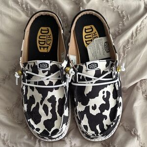 Hey Dude Womens’ Cow Print Slip-ons